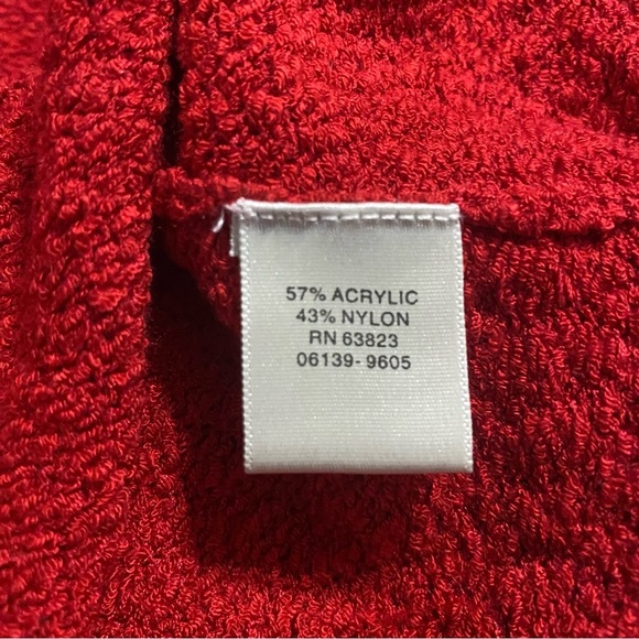 Christopher & Banks Red Knobby Knit V Neck 3/4 Sleeve Cardigan - Picture 6 of 6
